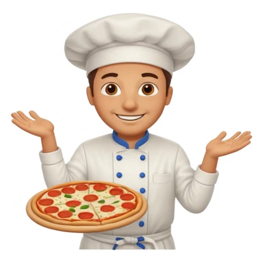 smiling Italian chef spinning pizza dough sticker