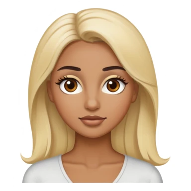 Soft Blonde , dark tan skin, brown eyes, brown eyebrows, beautiful eyelashes sticker