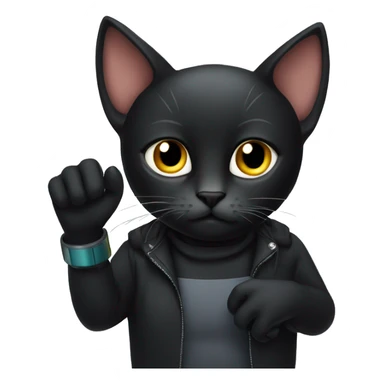 Black cat with termos on her hands sticker