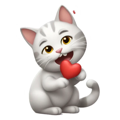 Cat blowing hearts sticker
