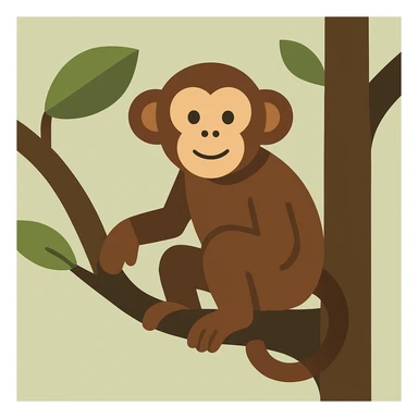 Flat design style monkey in the tree sticker