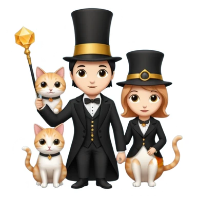 magician couple and their pet cat sticker