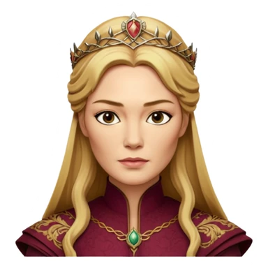 Cinematic Realistic Cersei Lannister Portrait, depicted with lifelike skin texture, subtle rosy undertones, and soft natural lighting that enhances the gentle contours of her face. Her intricately detailed golden blonde hair is elegantly styled , sticker