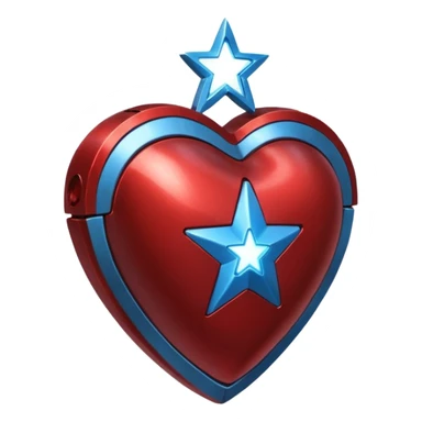 A red Iron Man heart with a glowing blue star in the center sticker