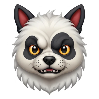 tattooed scary looking dog with heavy face tattoes, white dog sticker