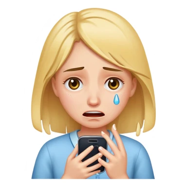 Girl crying holding phone sticker