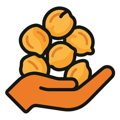 a handful of chickpeas, flat icon style, minimalistic, clean lines sticker