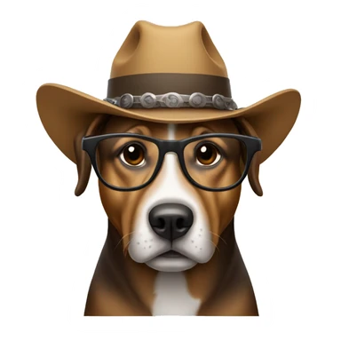 Dog wearing glasses and cowboy hat sticker