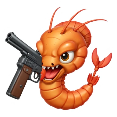 Angry shrimp with gun sticker