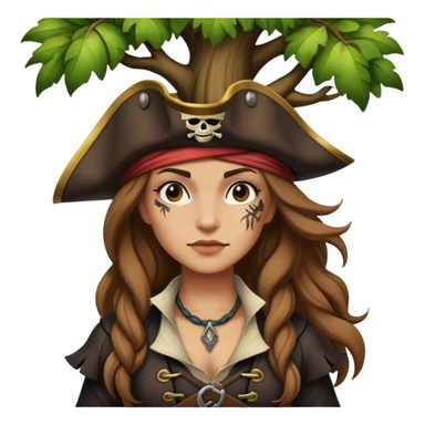 Создай стикер полупирата полу живое дерево женщину sticker