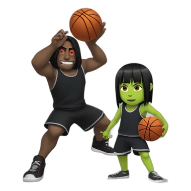 Itachi and shrek play basketball sticker