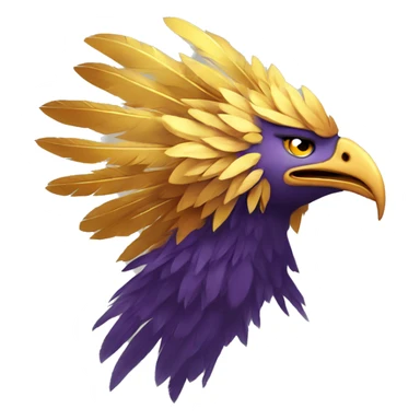 Phoenix head with golden feathers and a short beak sticker