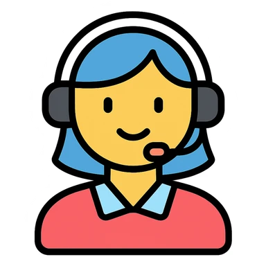 AI voice receptionist with headset, outlined, modern sticker
