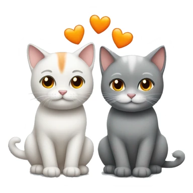 two cats in love, one grey and one orange sticker