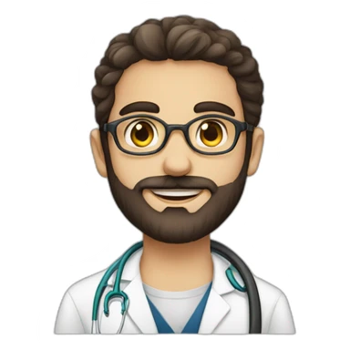 Jewish girl with ophthalmologist tall Arabic boy with beard sticker