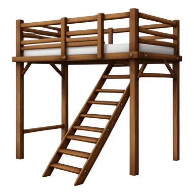 wooden cabin bed with ladder sticker