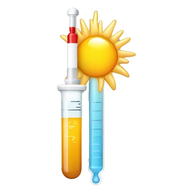 a syringe with a sun inside sticker