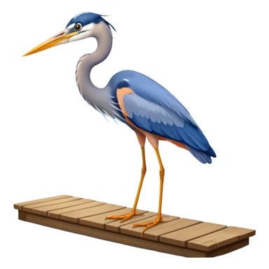 Blue heron walking on dock by water fishing  sticker