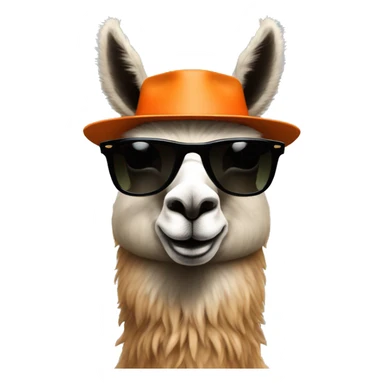 a llama wearing a orange hat and black rayban shades sticker