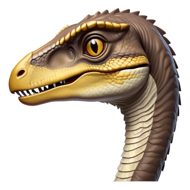 Cinematic Noble Velociraptor Portrait Emoji, Poised and agile, with a slender, streamlined build, sharp, cunning eyes, and a sleek snout hinting at predatory precision, Simplified yet sharply defined features, highly detailed, glowing with a cool, dynamic radiance, high shine, intelligent and swift, stylized with an air of agile prehistoric grace, focused and alert, soft glowing outline, capturing the essence of a watchful and confident Velociraptor that appears ready to dash out of the screen with effortless speed! sticker