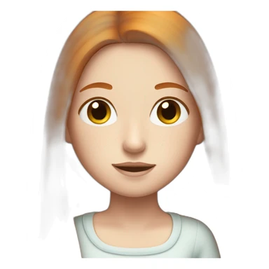 girl with long straight ginger hair and a pale white face and freckles sticker