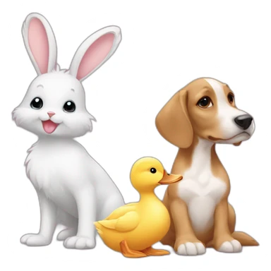 Duck and bunny and havenese puppy sticker