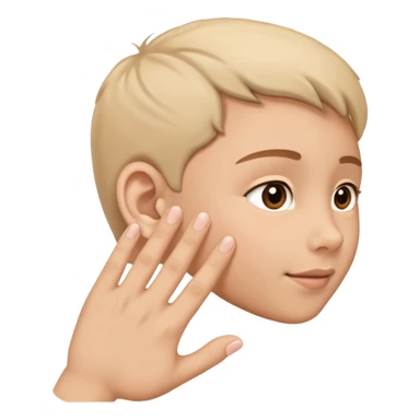 Hand touching ear sticker