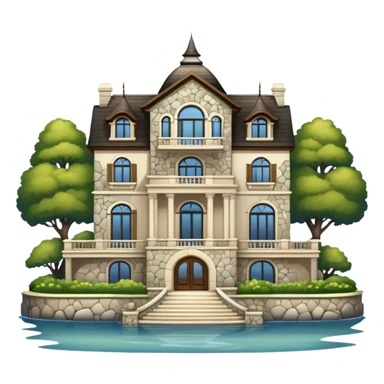 rich lakeside mansion sticker