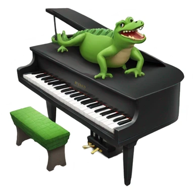Piano with a crocodile on  sticker