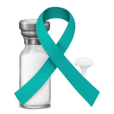 teal blue awareness ribbon with a salt shaker sticker