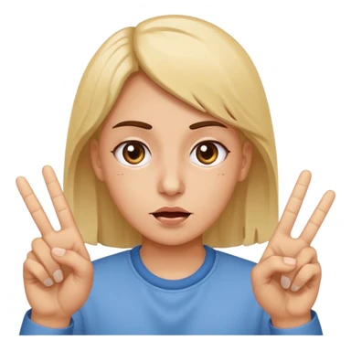 Rolling eyes while throwing up the peace sign sticker