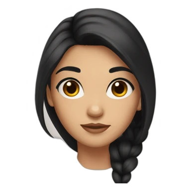 a girl with long black hair, thick brows and dark brown eyes sticker