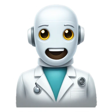 smiling robot in a labcoat sticker