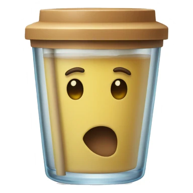 glass with wood lid and straw sticker