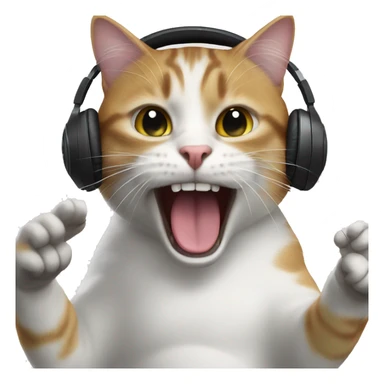 A cat flipping off a person with headphone on sticker
