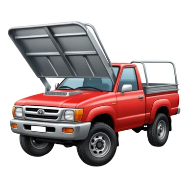 Red 1999 hilux with steel trya sticker