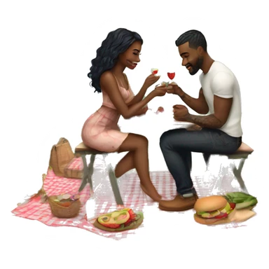 Romantic picnic date for beautiful tattooed couple sticker