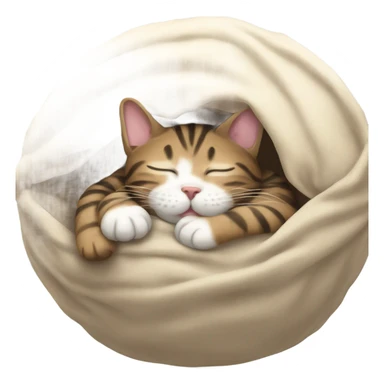 Tabby cat asleep curled in a ball sticker