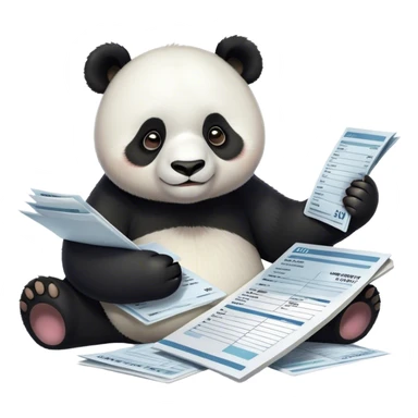 Giant panda preparing tax forms sticker