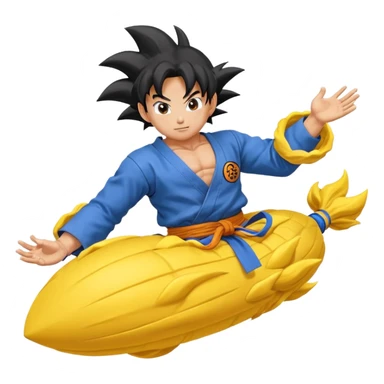 Nube voladora dorada o amarilla de Goku o Goku en nube voladora sticker