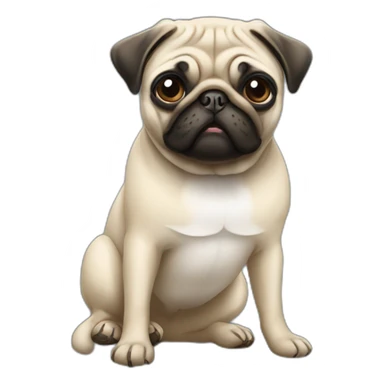 pug wearing a t-shirt sticker