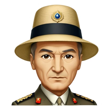 Mustafa Kemal Atatürk (statesman) in traditional hat – Cinematic Realistic Portrait of Mustafa Kemal Atatürk, depicted in dignified traditional attire with a distinctive hat, a resolute and visionary expression illuminated by warm, historic lighting, rendered with rich textures that evoke his transformative leadership. sticker