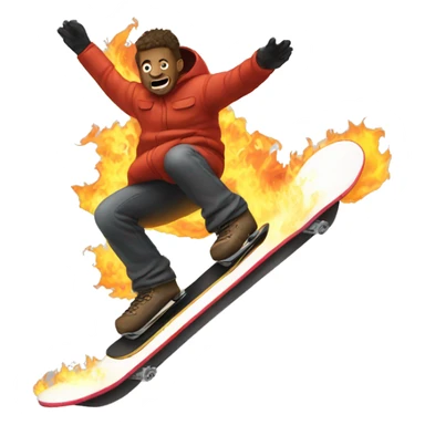 A man riding a burning snowboard  sticker