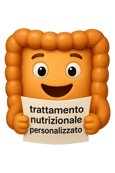 emoji stile iphone di un intestino felice che legge un foglio con la scritta "trattamento nutrizionale personalizzato", non fargli il naso, iperrealistico 4k sticker
