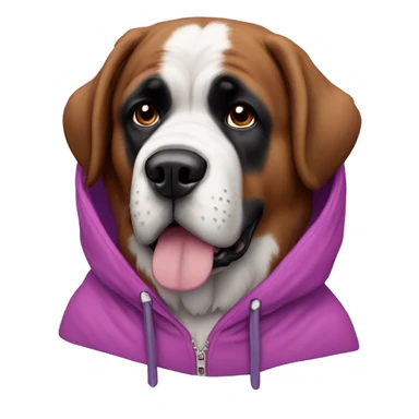 Purple and pink, Saint Bernard wearing a hoodie sticker