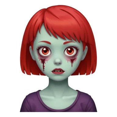 red short hair cute zombie girl with short bangs sticker