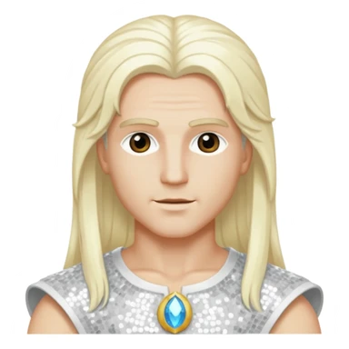 Apollo, God of Light from Gods and Goddesses with long white blonde hair, white sequin outfit sticker