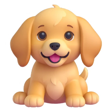 Change the Corgi dog to a golden retriever puppy in the same 3D emoji style, keeping the rest of the image unchanged and the background transparent. sticker