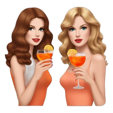 Lana del Rey & Taylor Swift drinking aperol sprizz sticker