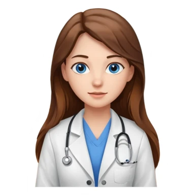 pretty female nursing student with long brown hair, blue eyes inside a classroom at university sticker
